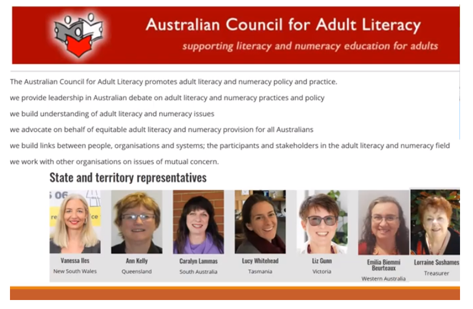 Australian Council for Adult Literacy committee members
