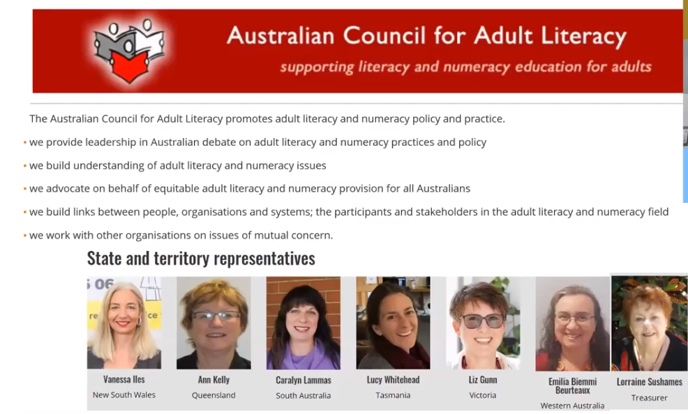 Australian Council for Adult Literacy committee members