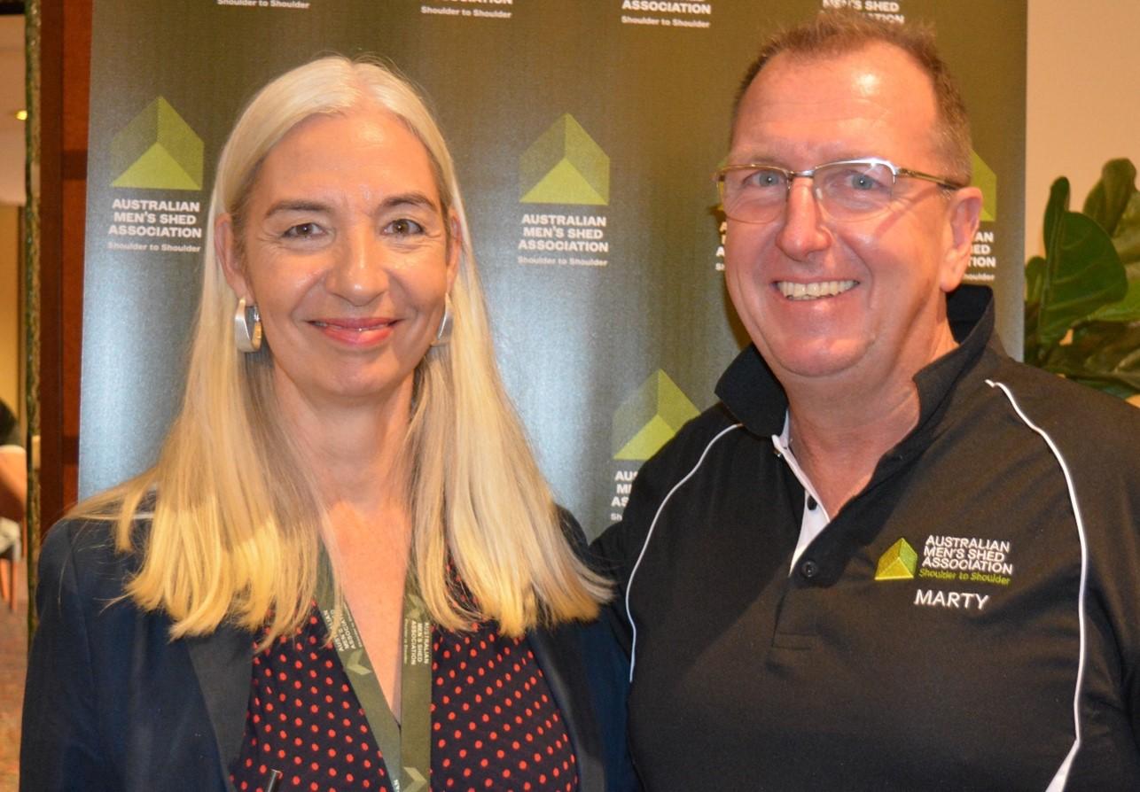 Vanessa Iles, Manager, Reading Writing Hotline, and Marty Leist from Australian Men's Shed Association (AMSA)