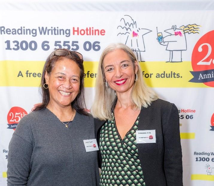 Langi Taisia (Literacy student) and Vanessa Iles manager of the Hotline at the 25th celebration
