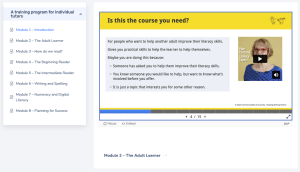 Screenshot of online literacy module